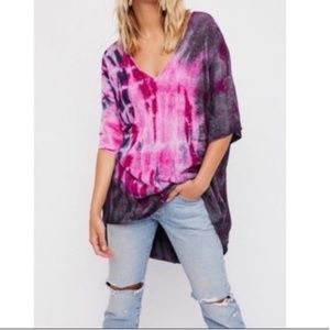 Free People Pink and Purple Tie-Dye Tunic